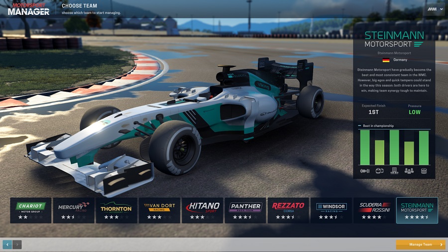 motorsport manager choose team selection pc version steinmann top car fastest team